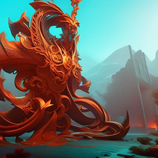 Dynamic Glass Sculpture in Art Nouveau Style