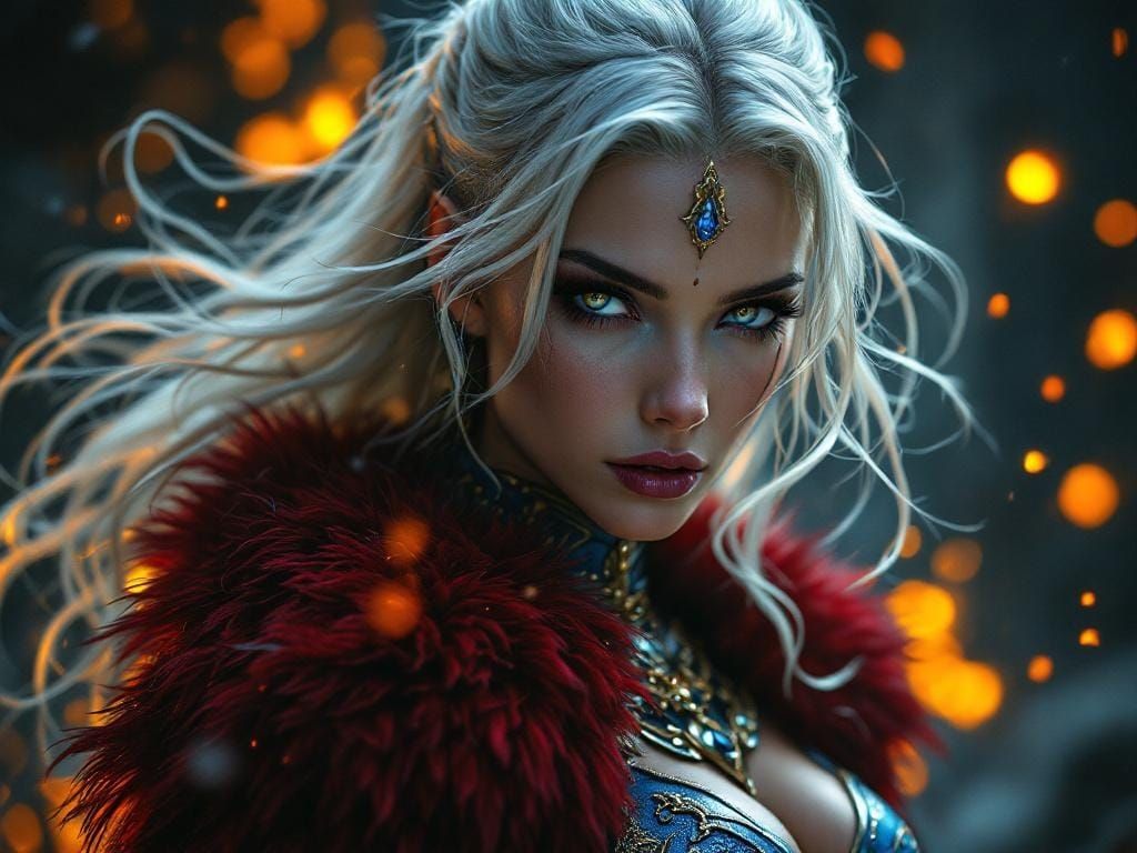 Ethereal Woman in Ornate Outfit: Hyperrealistic Digital Art