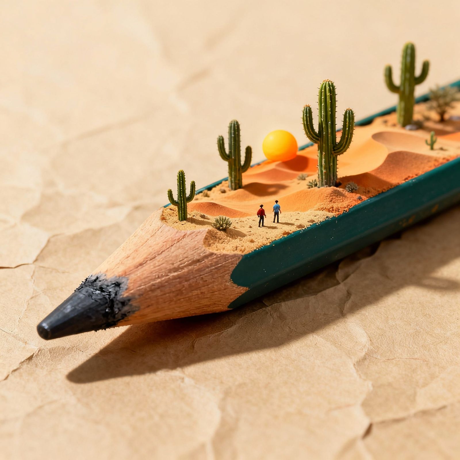 Surreal Pencil Tip Becomes Miniature Desert Landscape