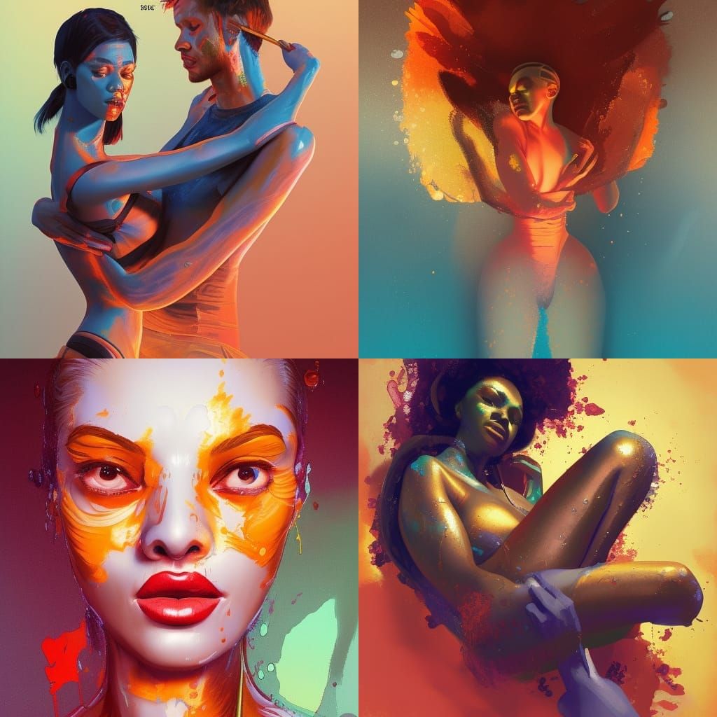 Dark Fantasy Scene with Vibrant Colors and Graffiti