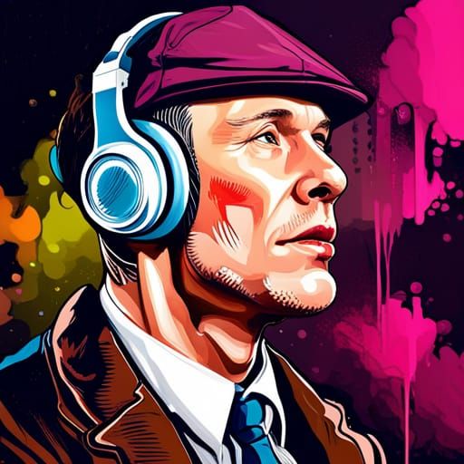 Peaky Blinder in Space with Headphones