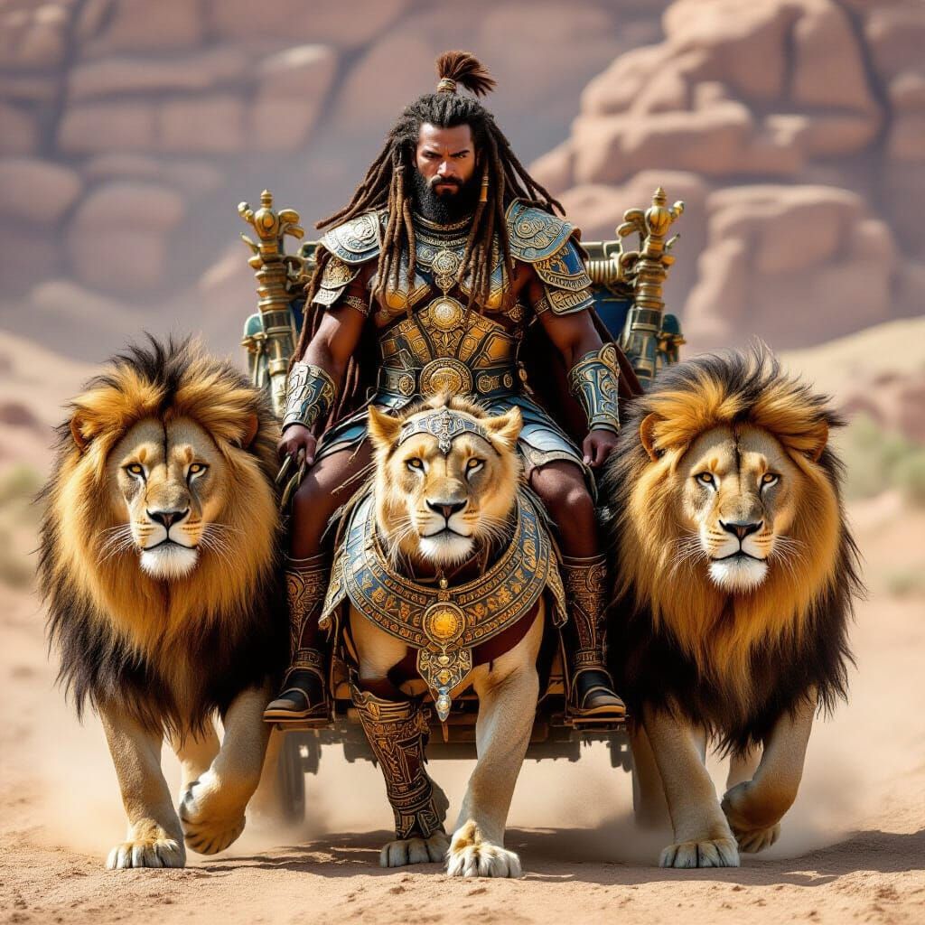 Guardian on Lion-Pulled Chariot: Courage and Power