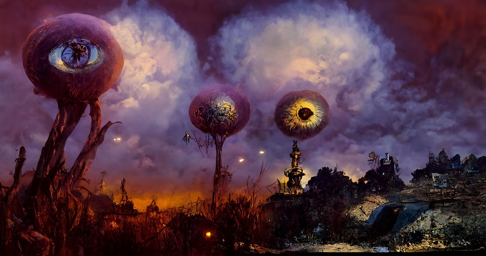 Enigmatic nightscape of weirdness