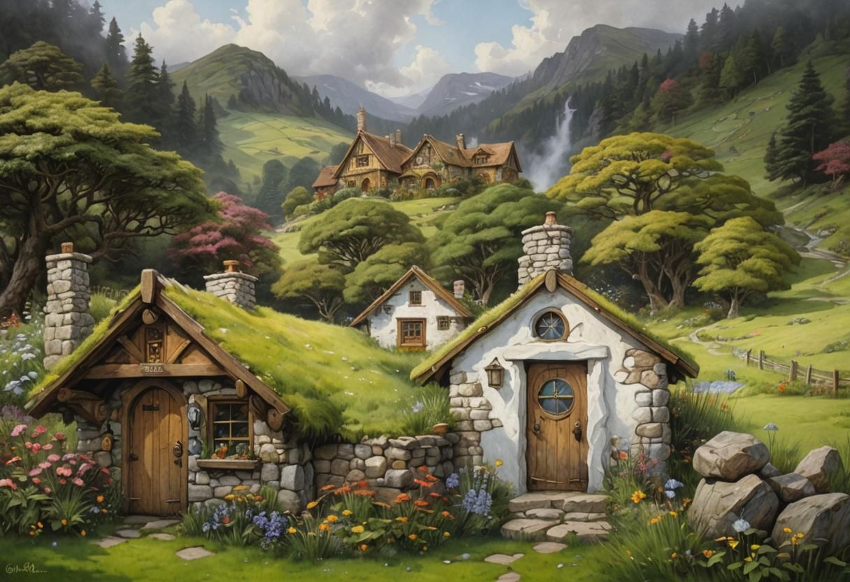 Detailed Gnome House in Ethereal Fantasy Landscape