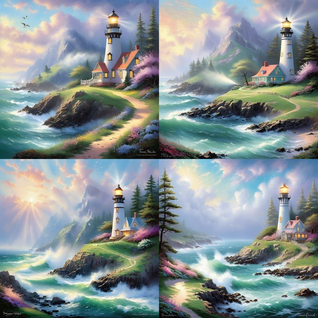 Ethereal Springtime Lighthouse Cove in Mist