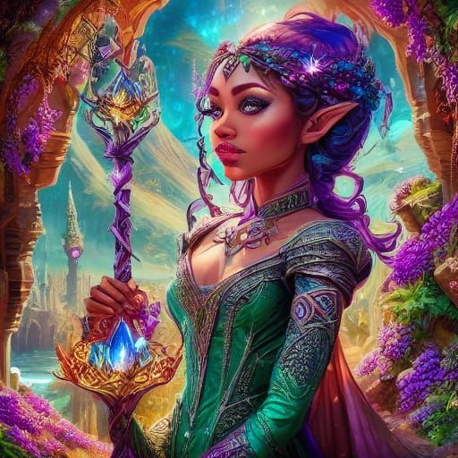 Beautiful Woman in Futuristic Fantasy Attire