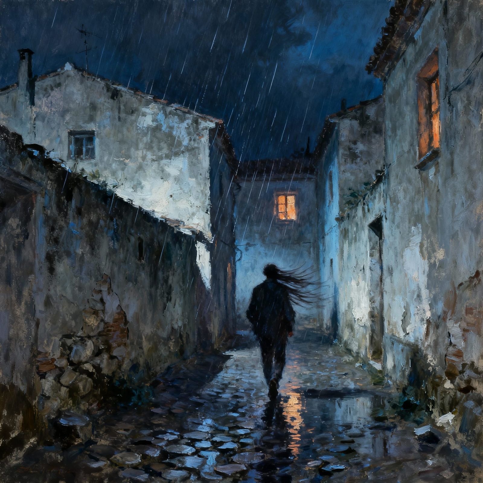 Rear Lane in Wind and Rain