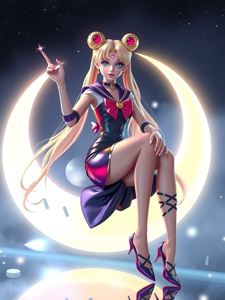 Sailor Moon in Latex Dress: 3D Anime Art