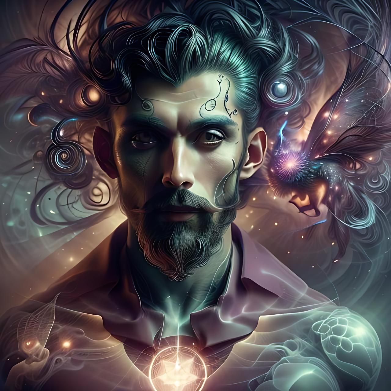 Sinister Hypnotist in Detailed Matte Painting Style