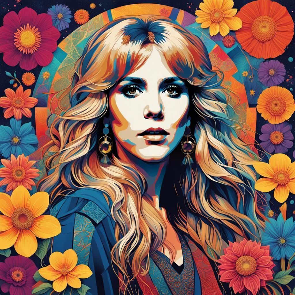 Stevie Nicks Portrait in Pop Art Style