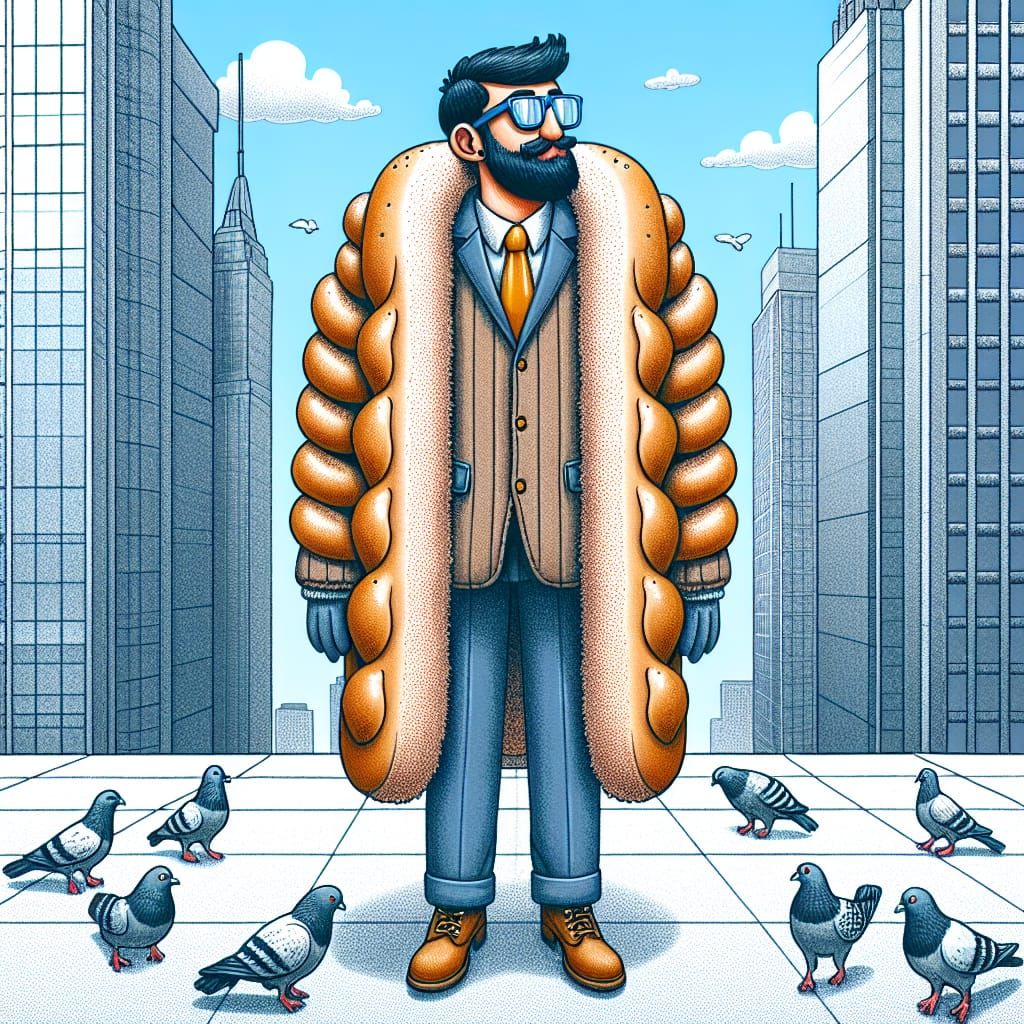 Whimsical Businessman in Hot Dog Bun Coat