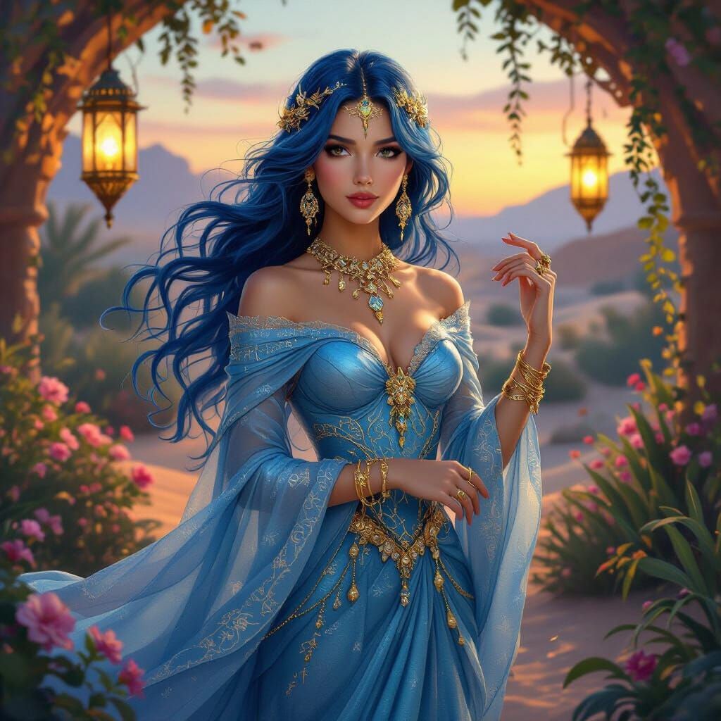 Regal Princess in Desert Oasis at Twilight