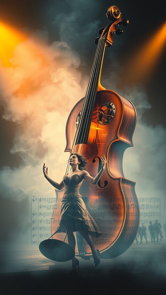 Steampunk Mechatron Double Exposure in Watercolor Style