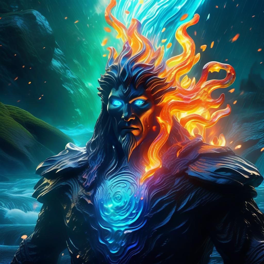 Epic Cinematic Digital Painting: Water and Fire Spirits Unit...