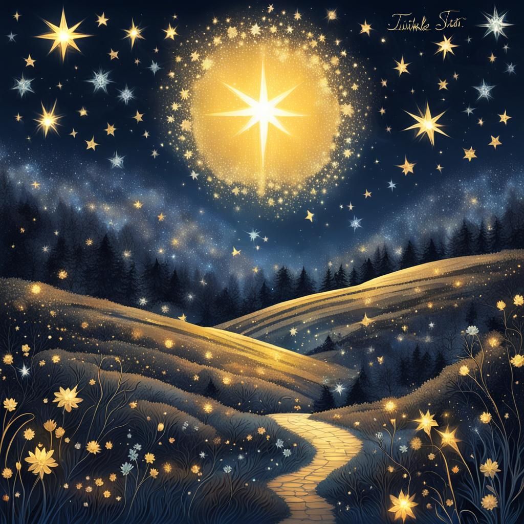 Cinematic Star Guiding Traveler Through the Night