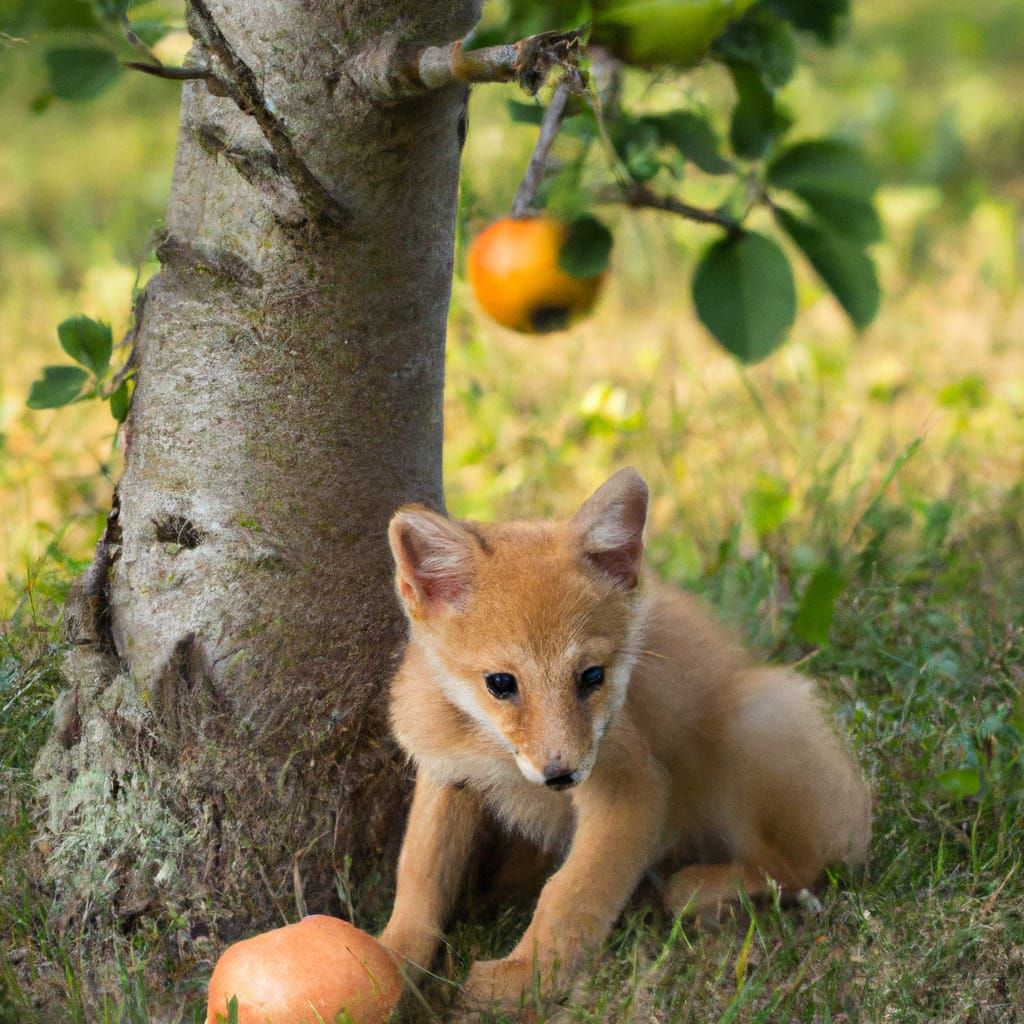 Playful Orange Fox by Apple Tree