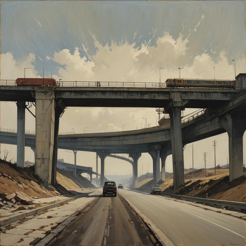 Overpass in Dark Fantasy Art Style