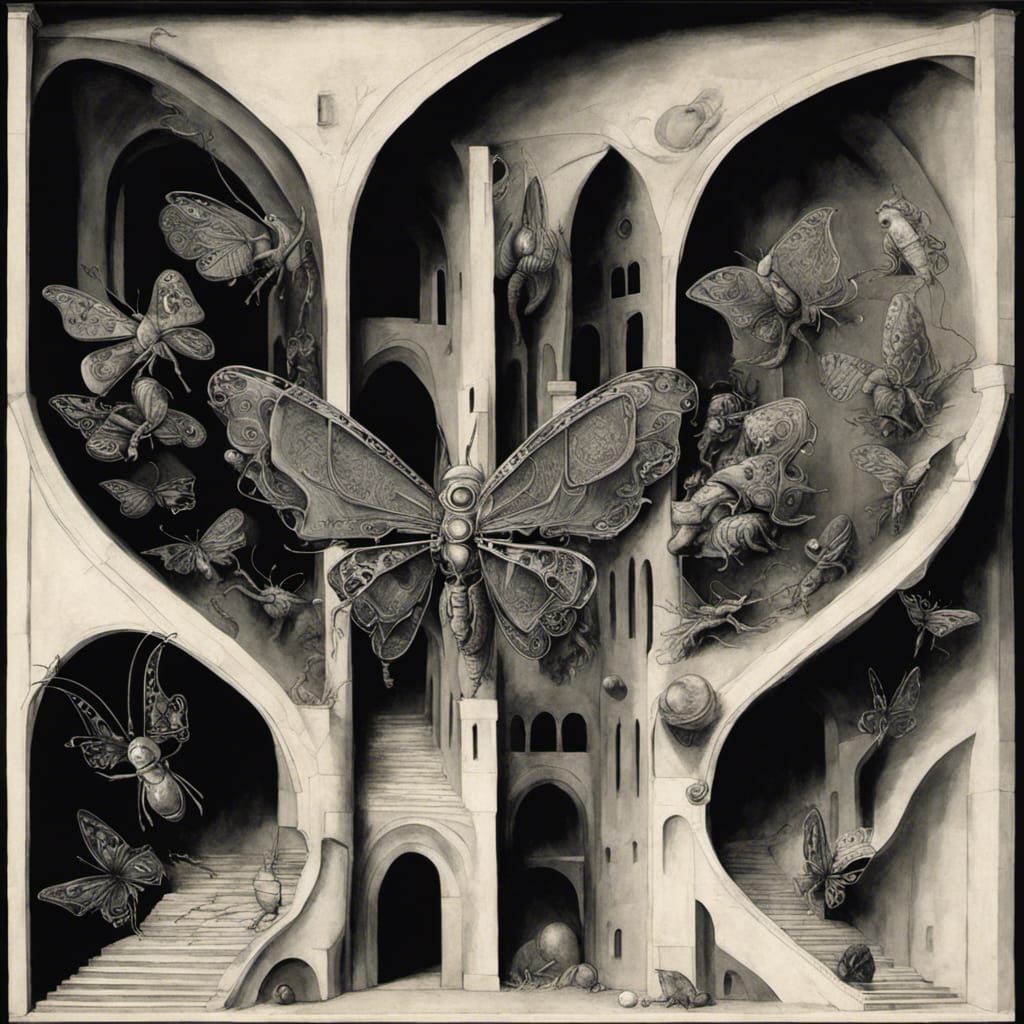 Grotesque Gothic Cathedral with Robot Insects