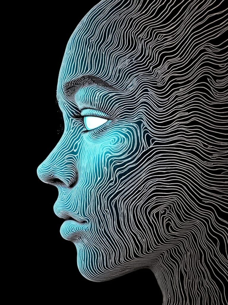 <lora:Venae:1.0> A Electronic geometric Circuits Like Face, ...