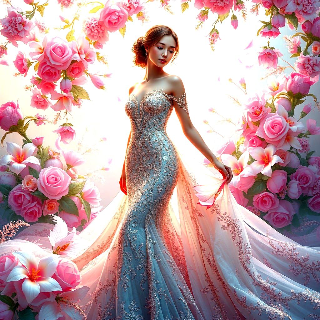 Stunning Easter Evening Gown: Detailed Matte Painting
