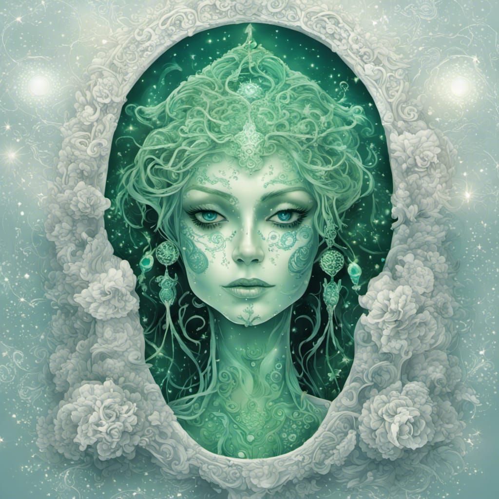 Green Medusalith Constellation in Dia de los Muertos Style