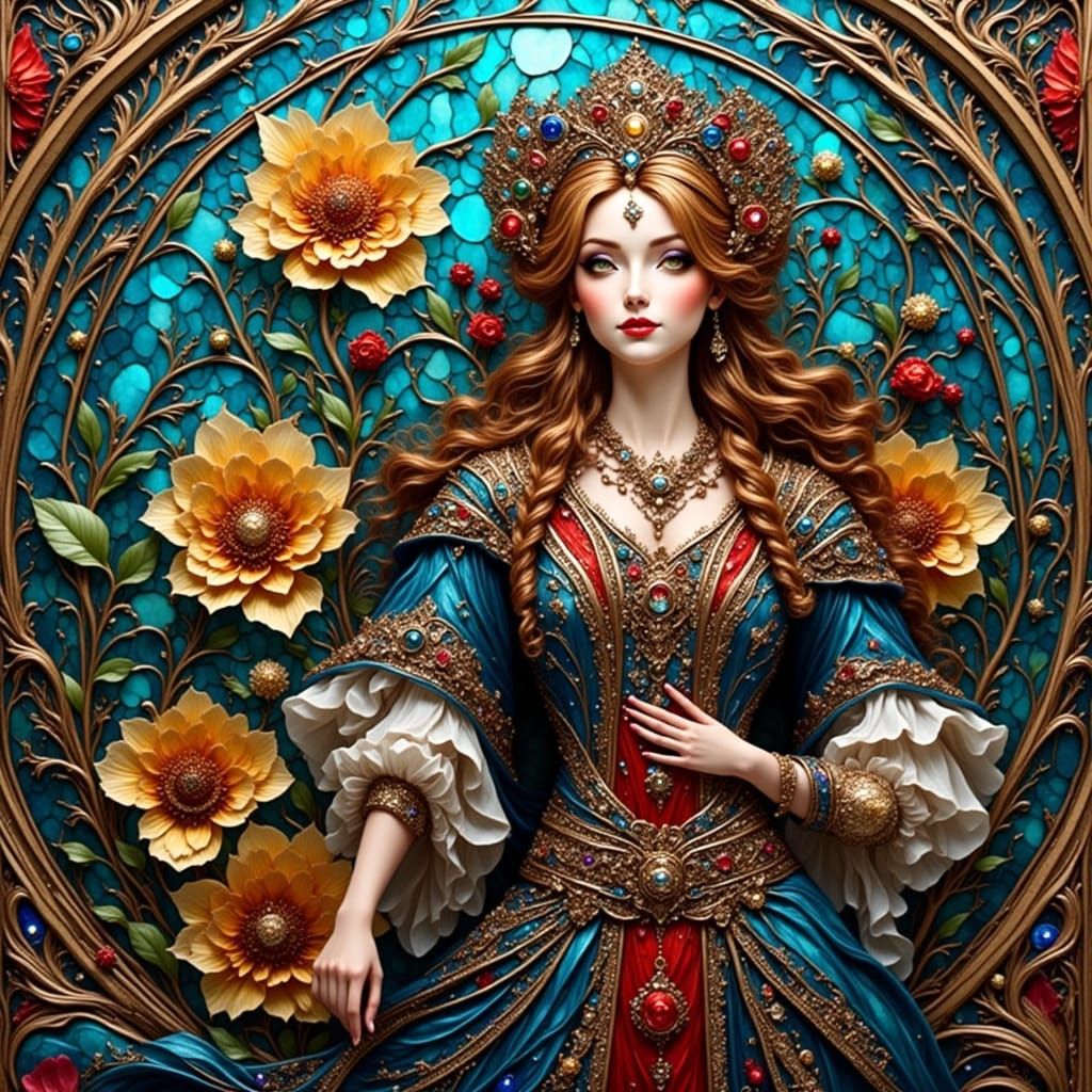 Abstract Stained Glass Zentangle Illustration