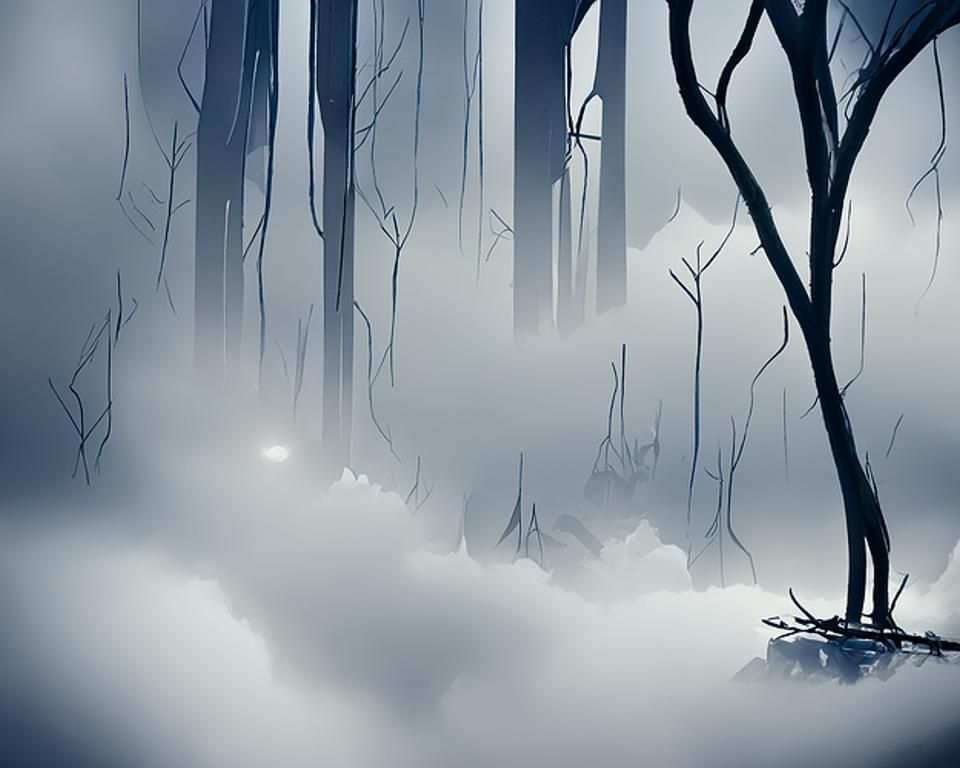 Foggy Dark Forest Digital Art in Mumford Style