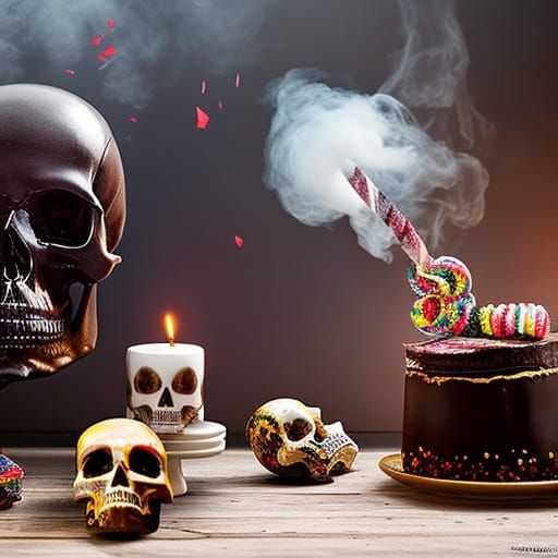 Dark Candy Skull Celebration in Hyperdetailed Style