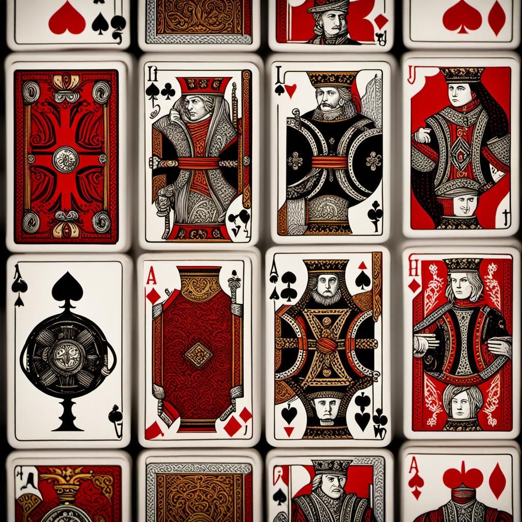 Red and Black Tarot Card Suits on Gaming Table