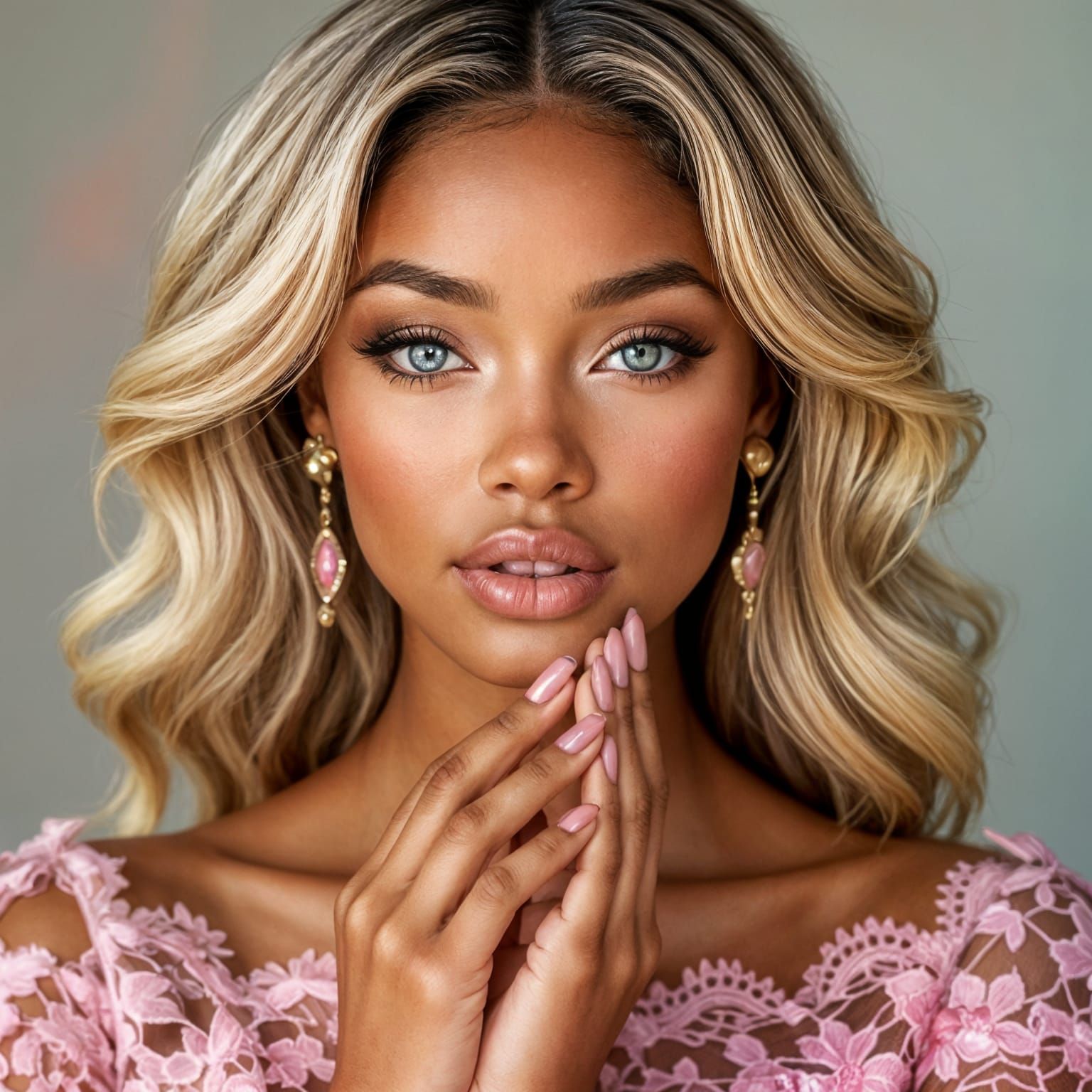 Striking Portrait of a Young Woman with Blue Eyes