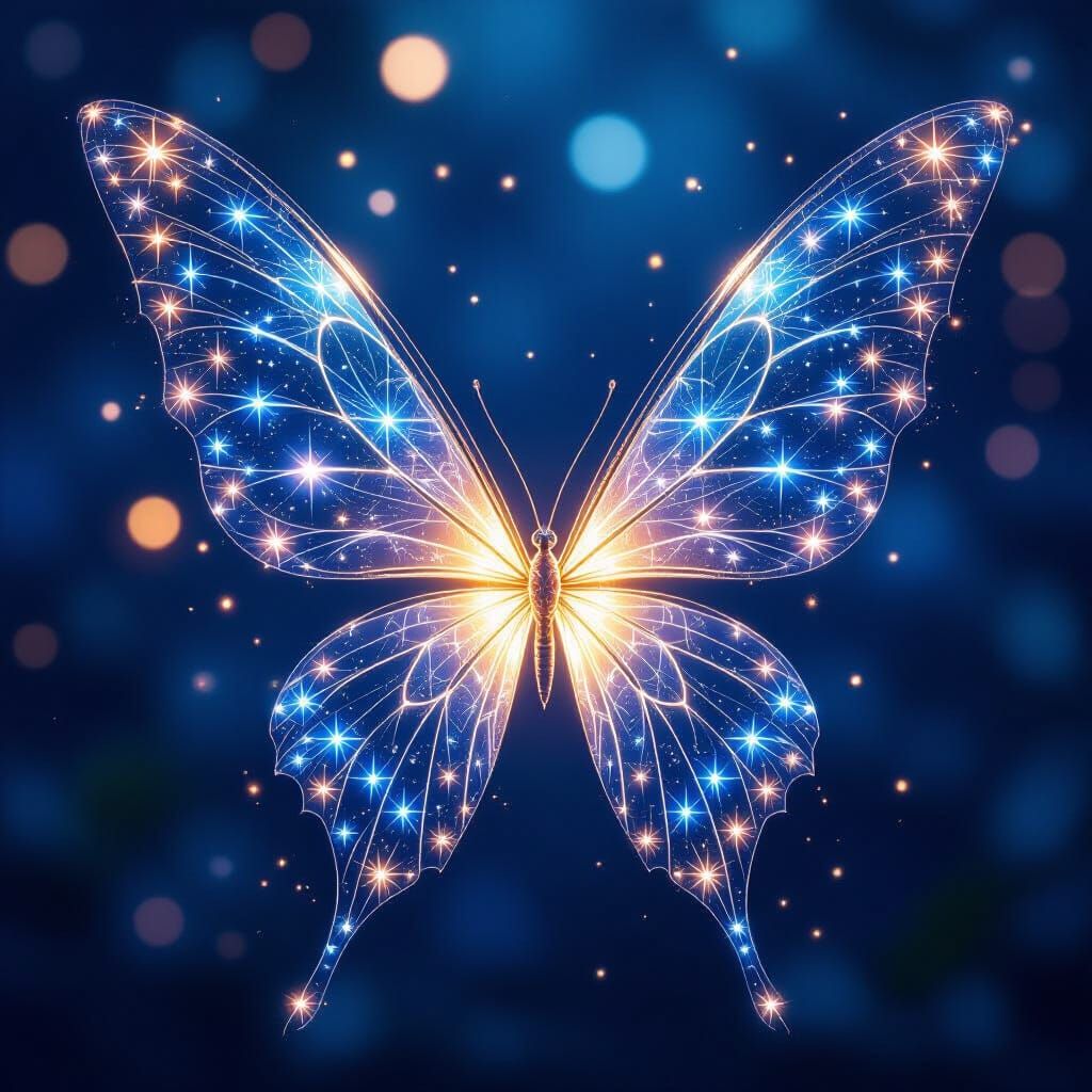 Shimmering Faerie Wings Like Star Maps with Pulsing Magic