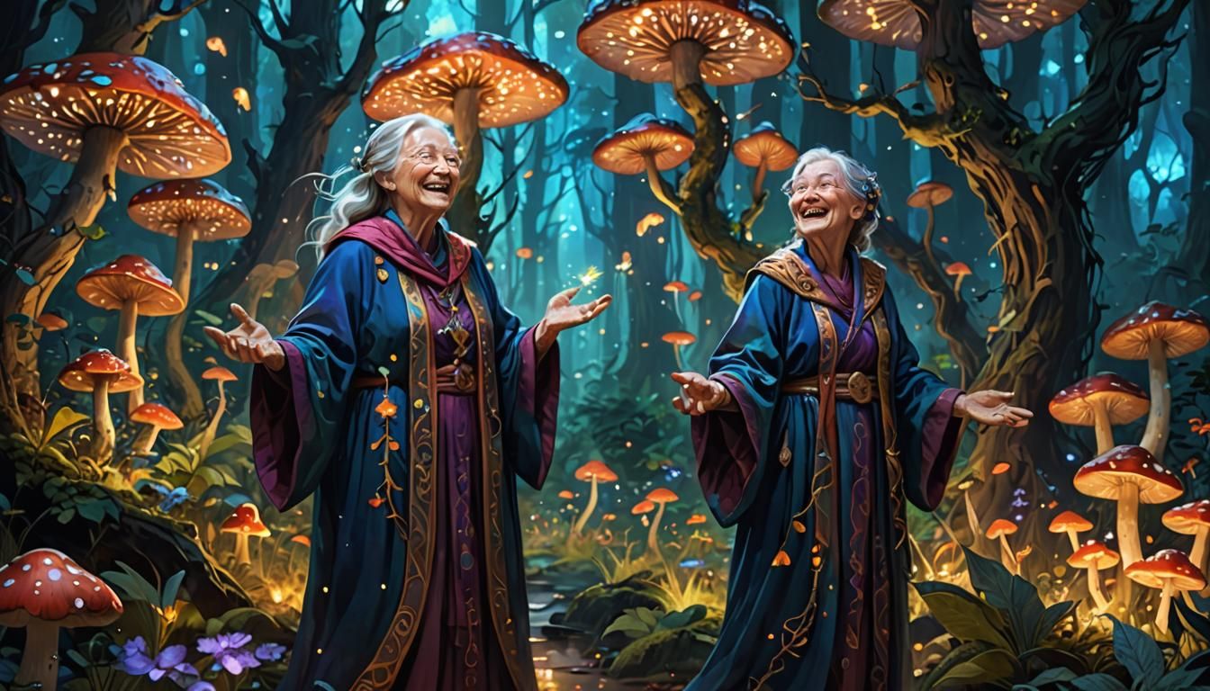 Mystical Forest: Laughing Woman in Fantasy Art