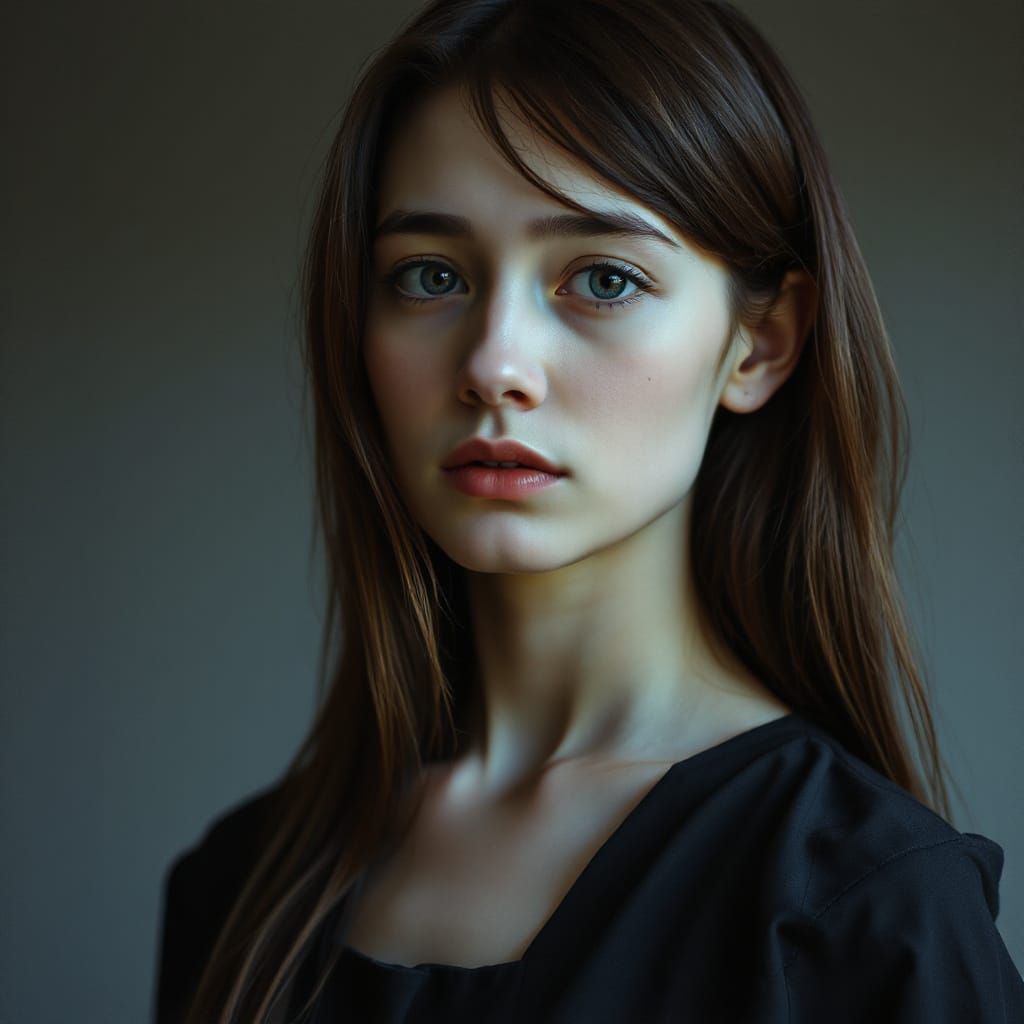 Ethereal Young Woman in Muted Earth Tones