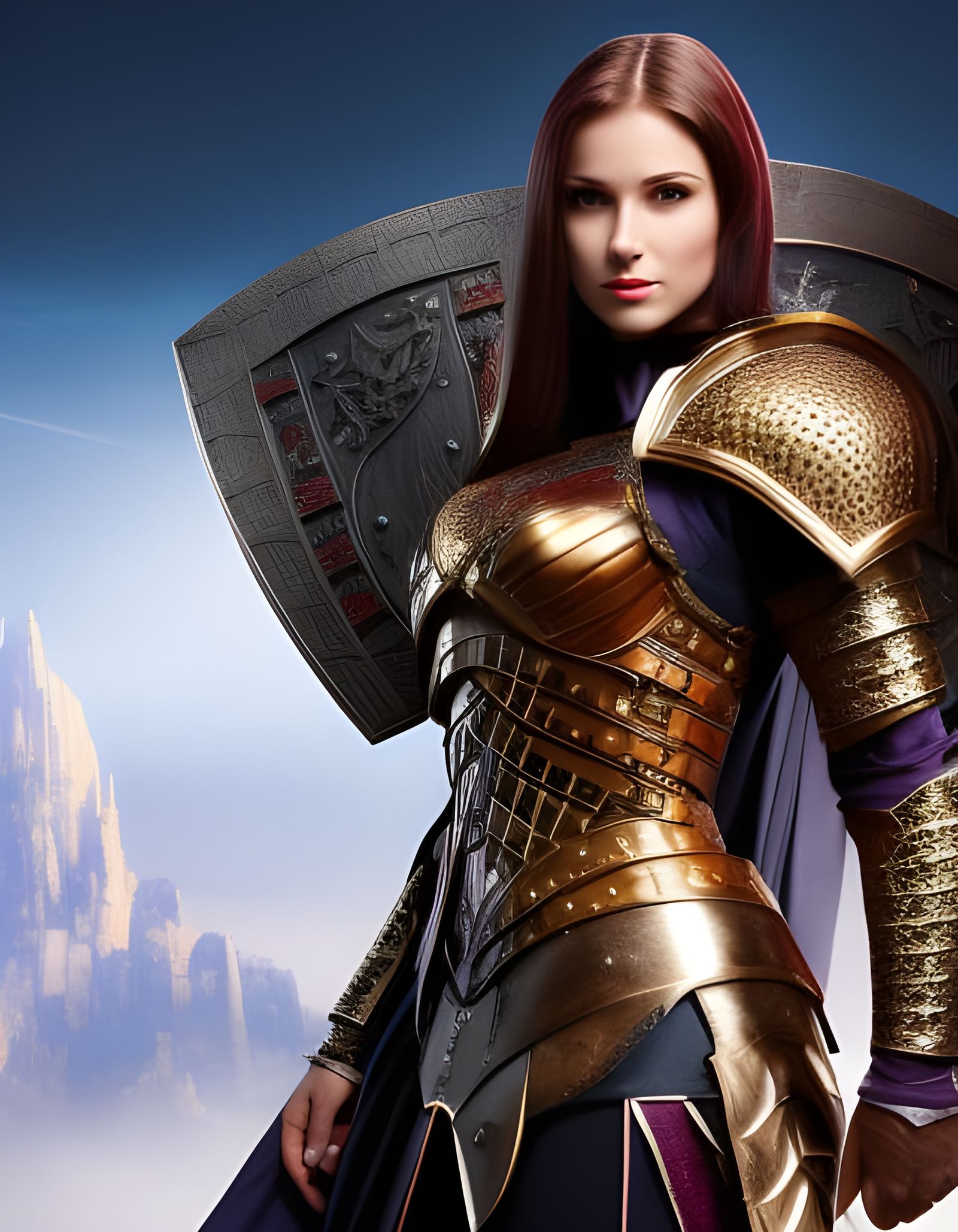 Beautiful Woman Knight in Detailed Fantasy Armor