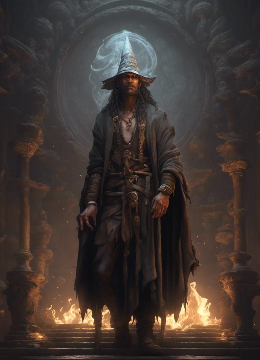 Dark Fantasy Bruja in Maximalist Digital Art