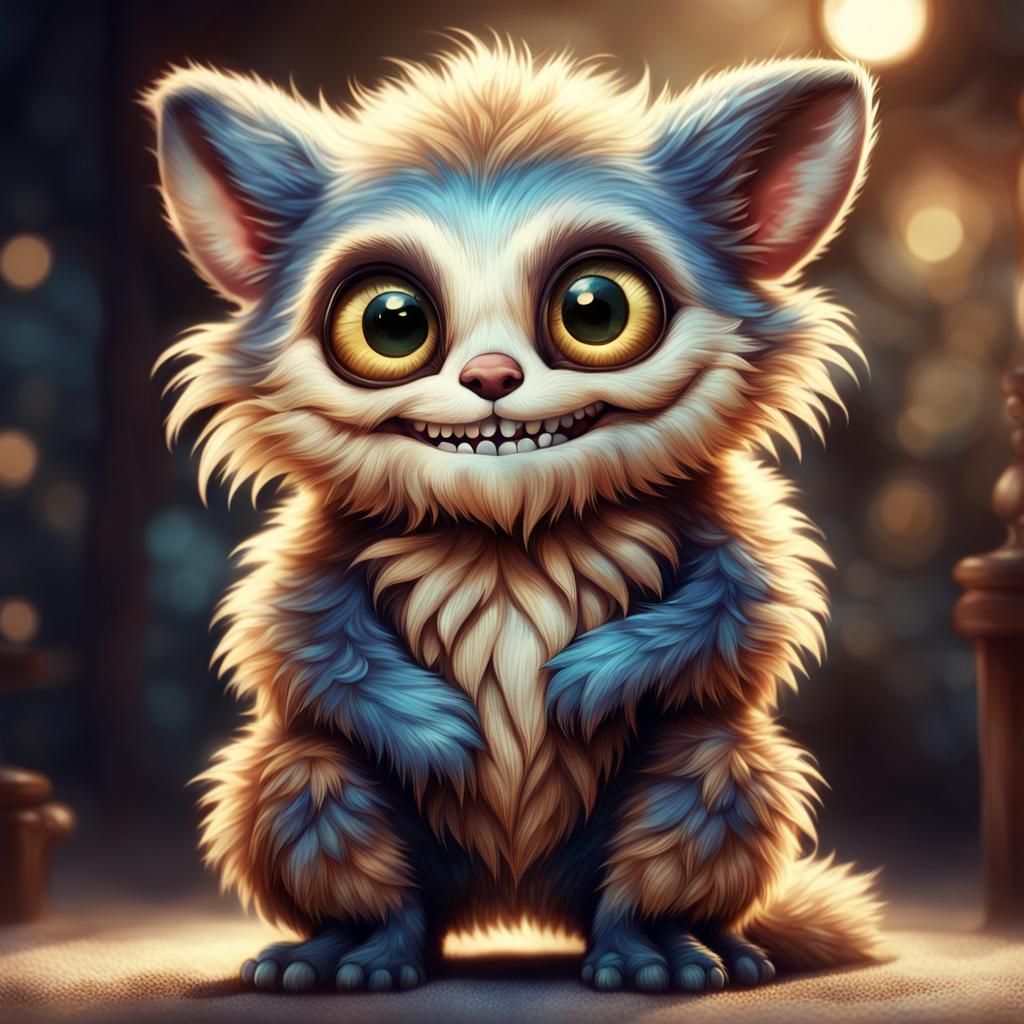 Whimsical Furry Friend in Warm Golden Light