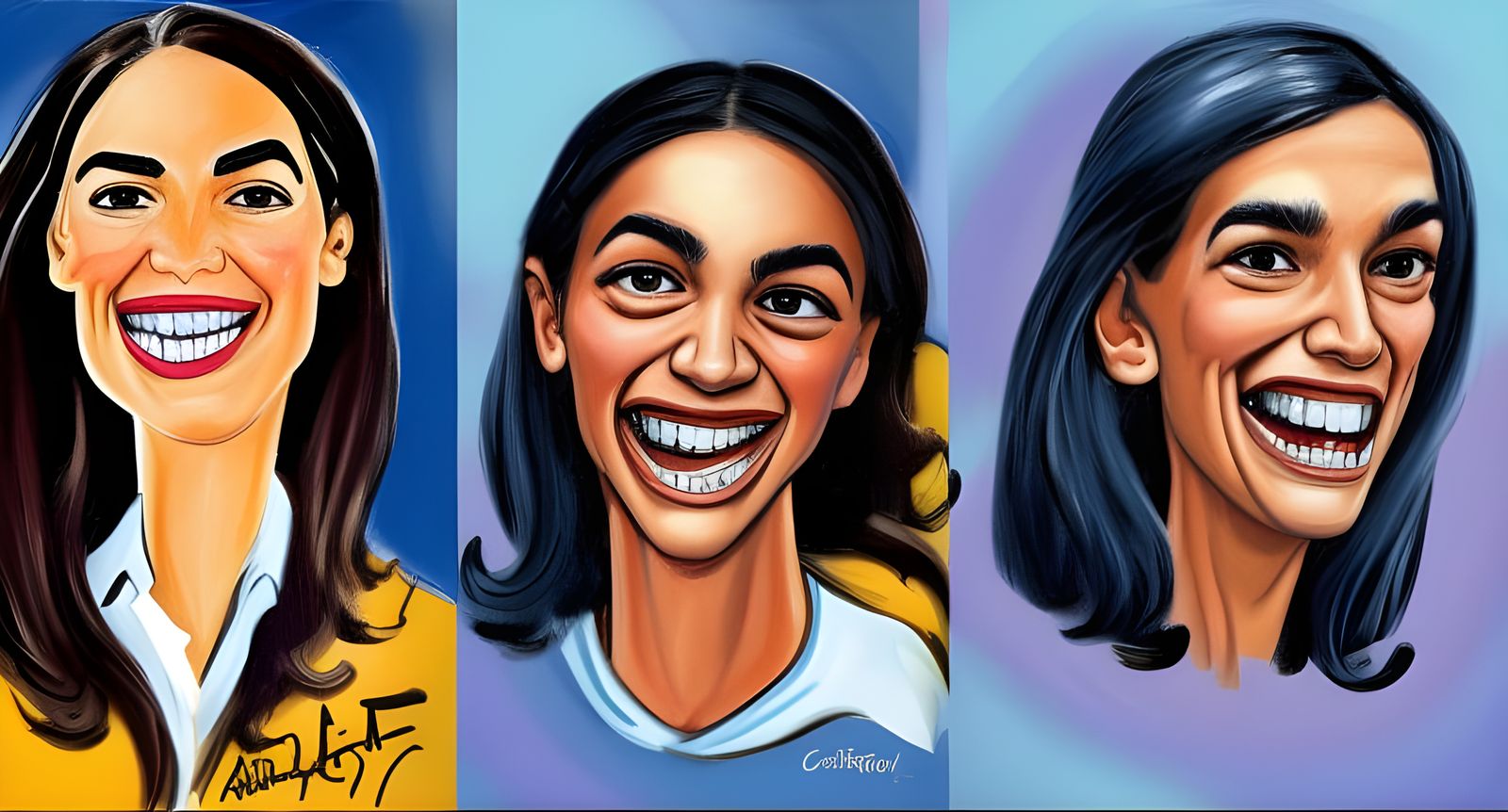 AOC Portrait in Cartoon Style
