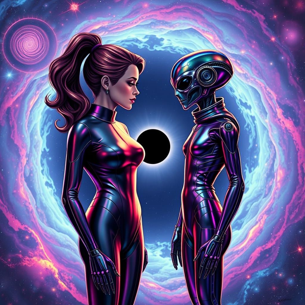 Intergalactic Greeting in Space, Futuristic Art