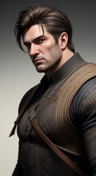 Rugged Hunter in a Vibrant Landscape