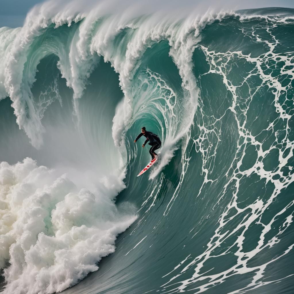 Surfing the Biggest Wave in Nazaré, Portugal