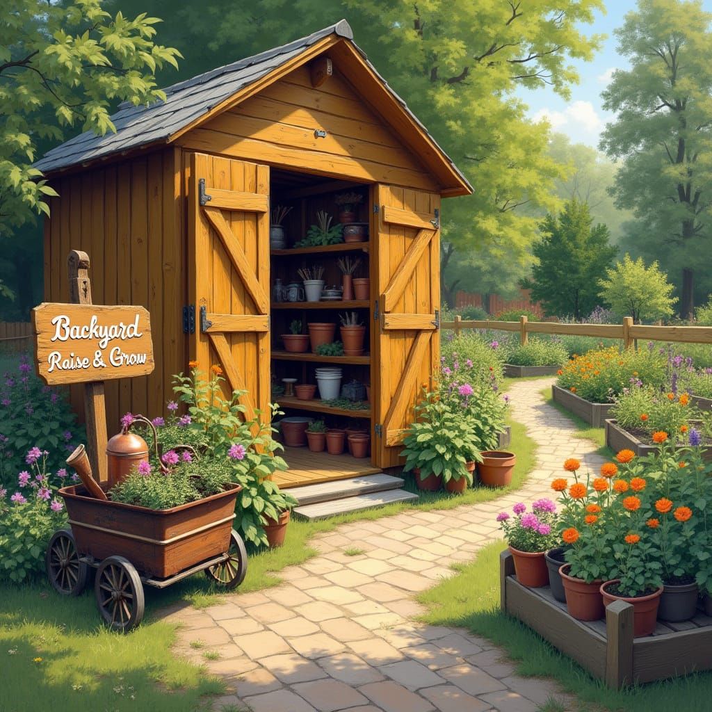 Cozy Backyard Oasis in Impressionist Style