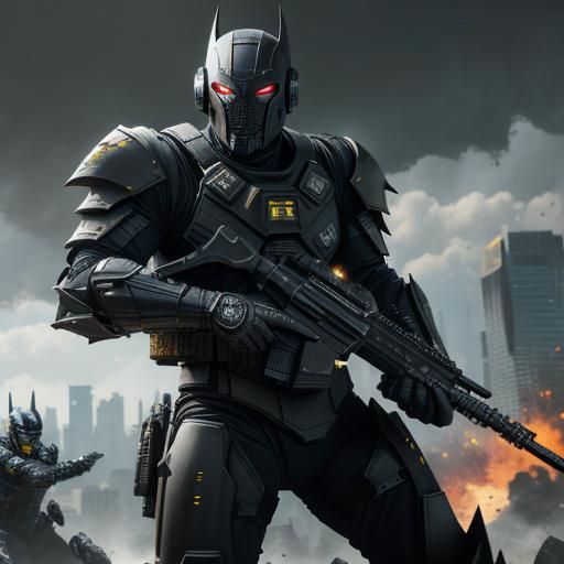 Sci-Fi Character with Cyrax Mask in 3D