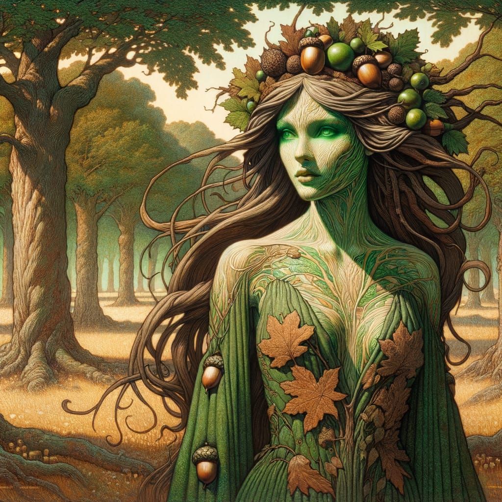 Forest Nymph in Earthy Woodland Scene