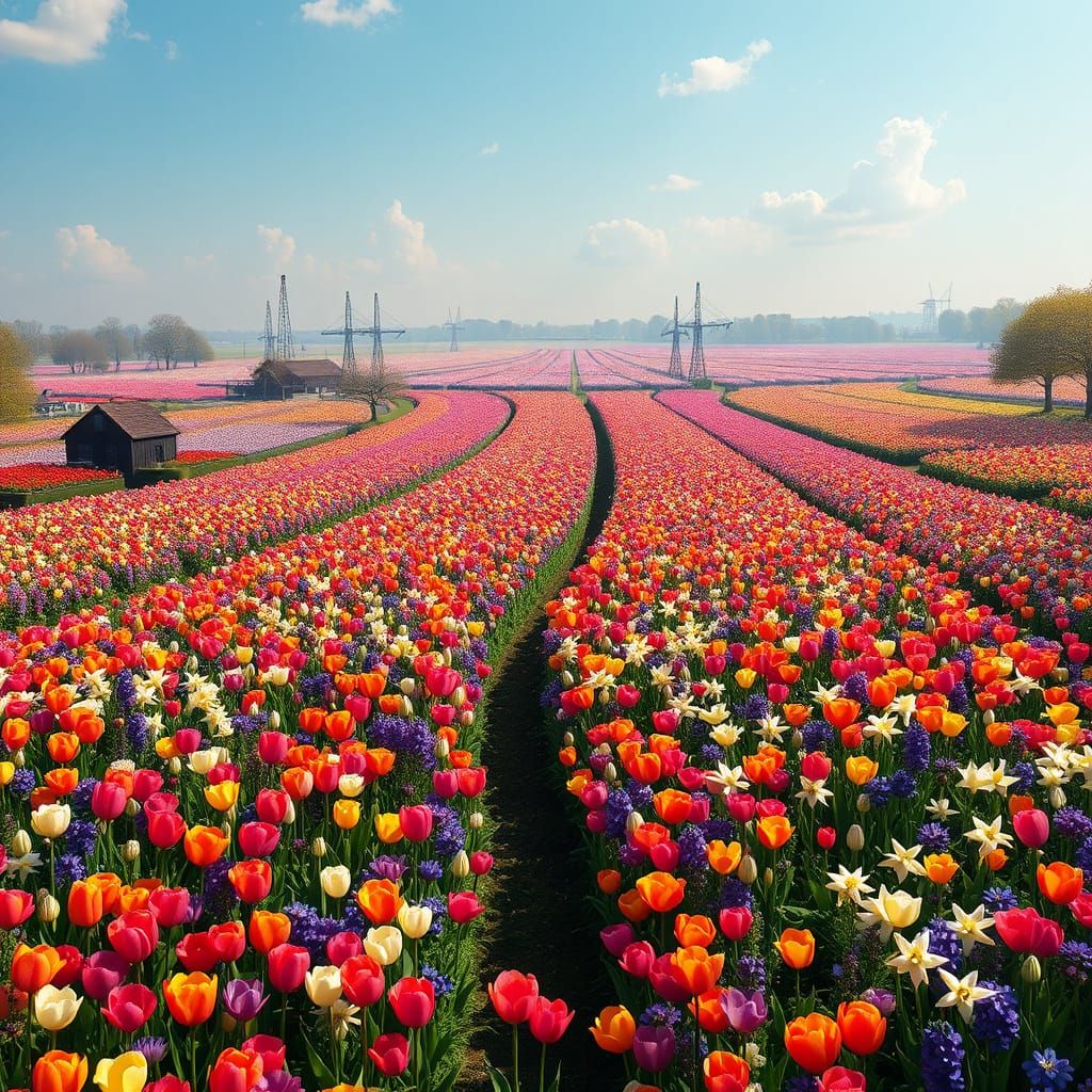 Keukenhof "Garden of Europe" in the Netherlands, starts in March until May with a vast area filled with tulips, hyacinth...
