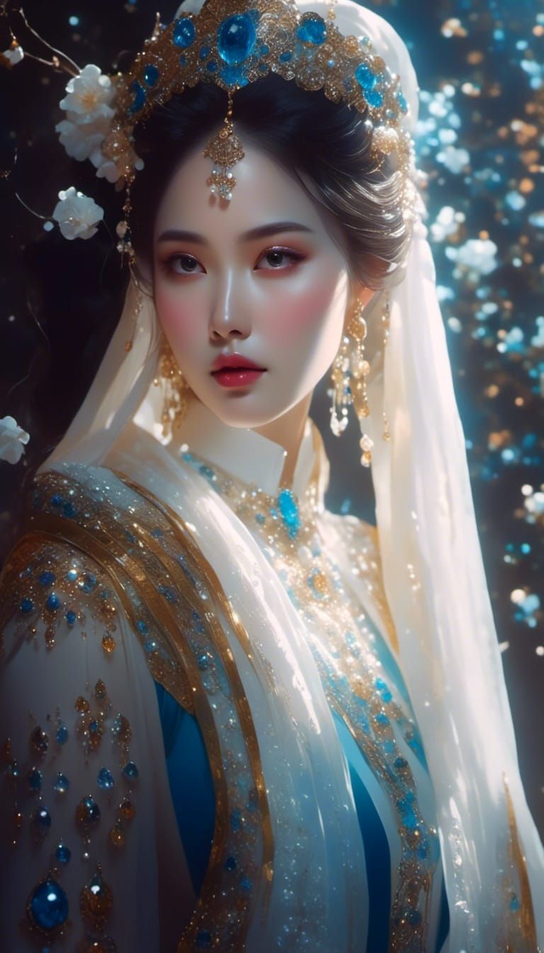 Goddess Rising from Nectar in Floral Fantasy