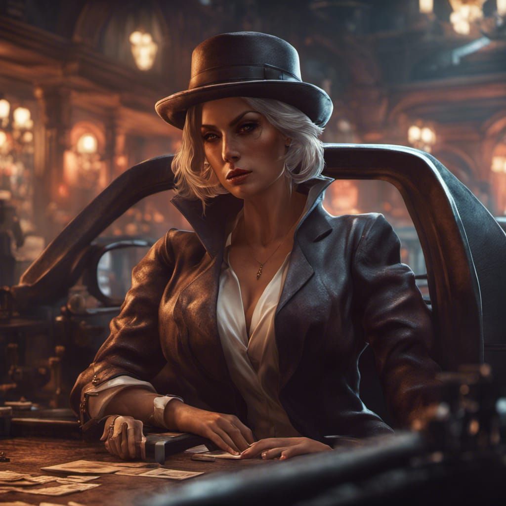 Female Mafia Boss in Dark Fantasy Style