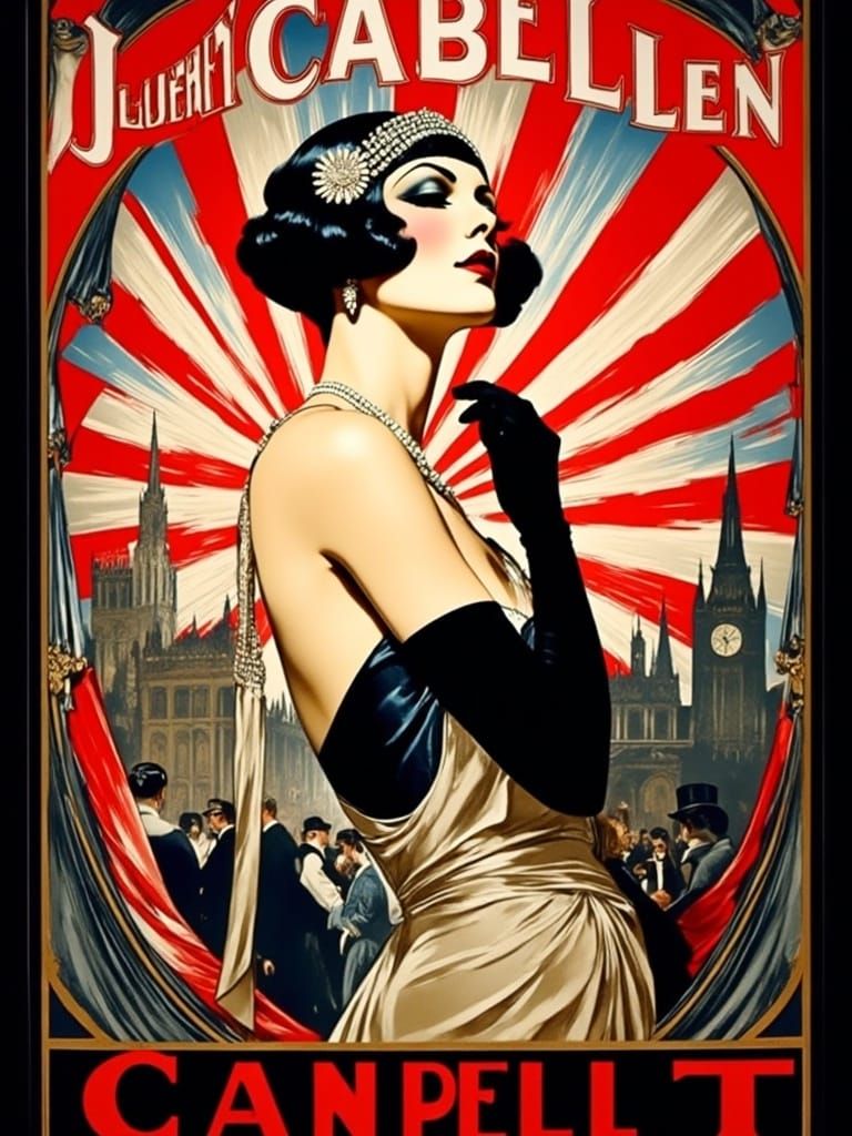 Berlin Cabaret Poster in Macabre Style with Distressed Textu...