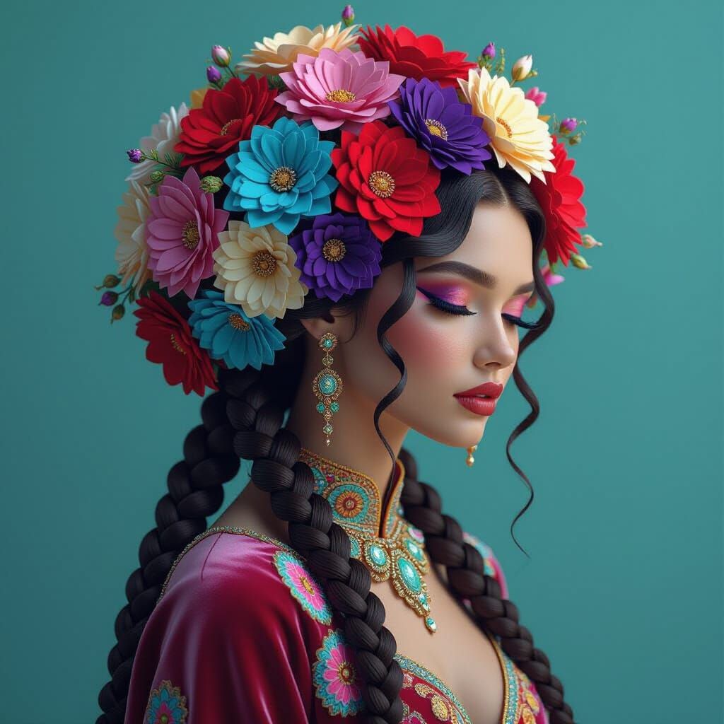 Floral Braids: A Futuristic 3D Fashionista