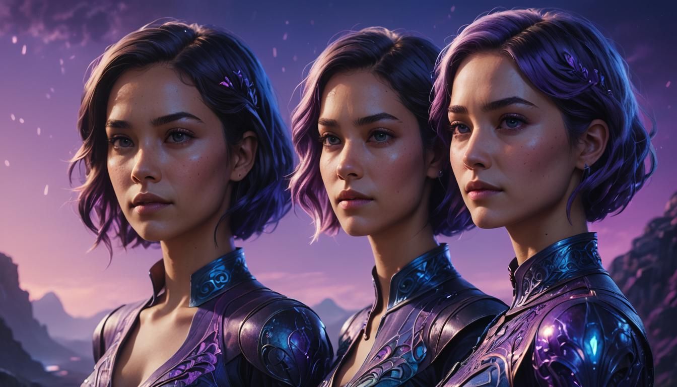 Elegant Women in Vibrant Digital Matte Painting