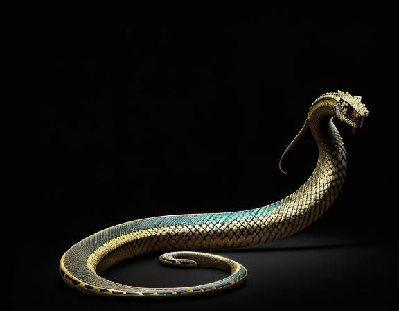 Steampunk Cyber Snake Curled Around Metallic Pillar